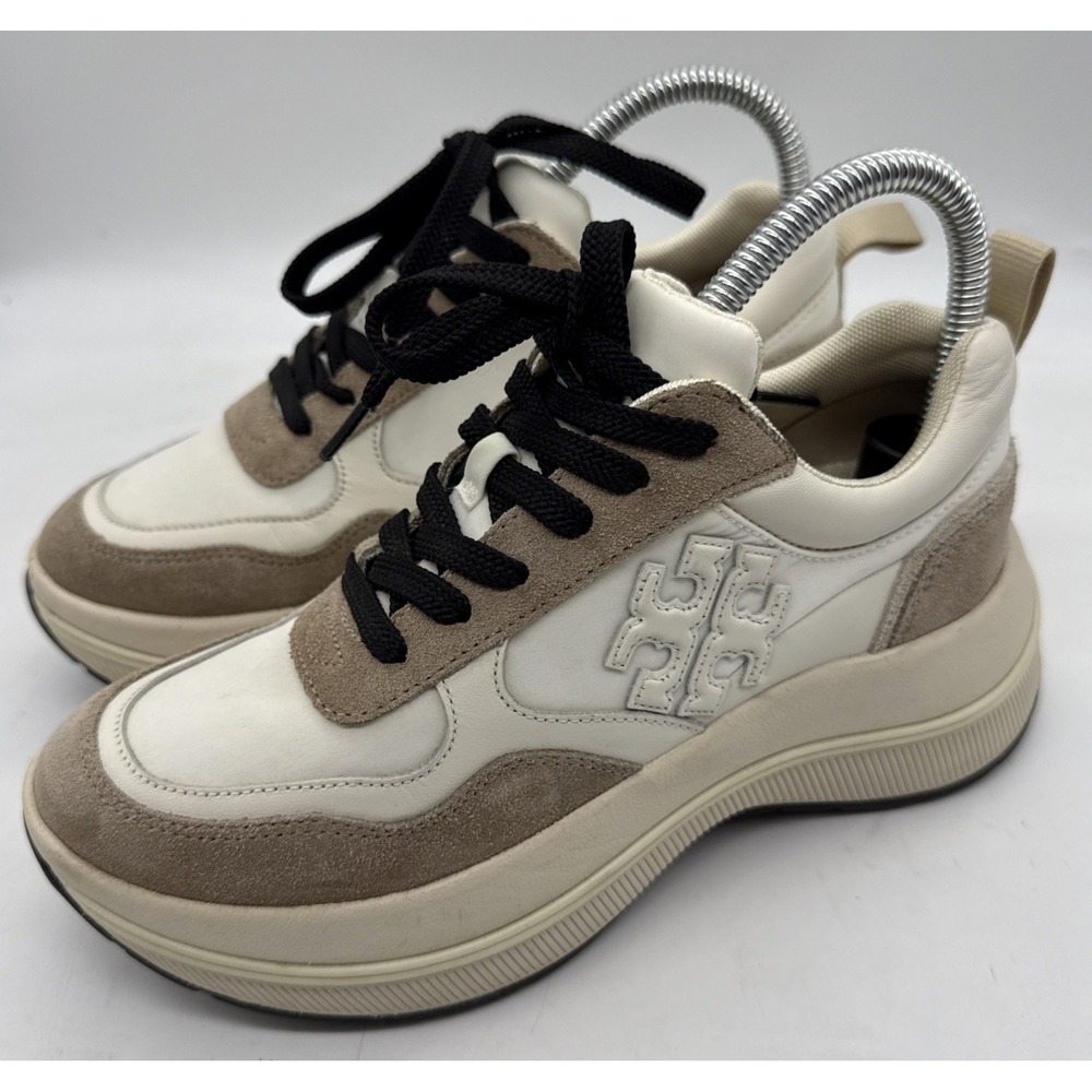 Tory Burch Adventure Platform Sneaker  Shoes Cream/Tan Size 6.5M